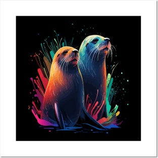 Sea Lion Couple Valentine Posters and Art